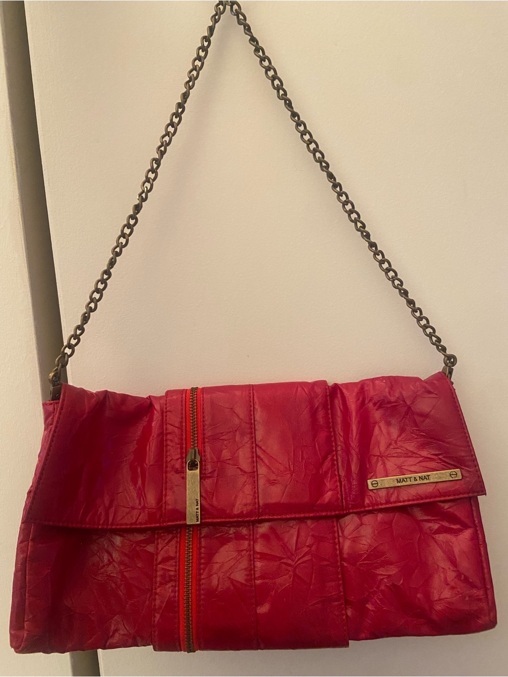 Matt & Nat Cherry Red Shoulder Bag with Chain Strap